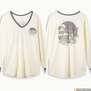 NWT Torrid Cream Grey Nature Lover Signature Jersey Long Sleeve Tee 3 3X 22/24